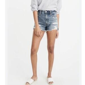 NWT Abercrombie & Fitch Annie High Rise Destructed High Rise Jean Shorts Sz 29